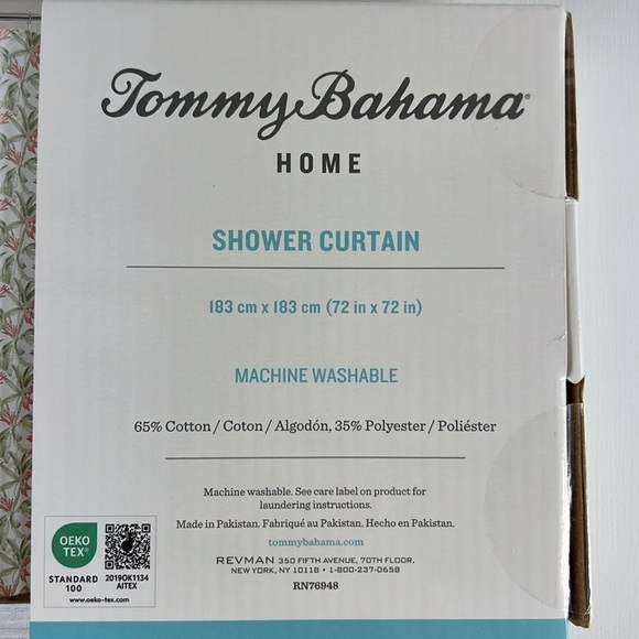 Tommy Bahama Tropical Shower Curtain - Green Orange - Cotton - 72" x 72" NEW - Picture 9 of 9
